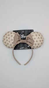 NEW Disney Parks Animal Kingdom Mickey Print Khaki Bow Minnie Ears Headband - Picture 1 of 2
