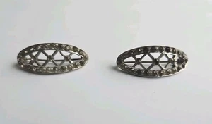 Vtg. Clear Rhinestone Silvertone Elongated Brooch Elegant Pins JL - Picture 1 of 4