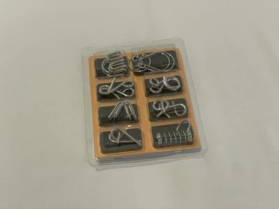 8 quebra-cabeças de metal Montessori QI mente quebra-cabeças crianças e adultos; amarelo - Imagem 1 de 3