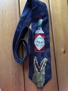 Neu ohne Etikett Tabasco Hot Sauce Alligator 100 % Seide Neuheit Krawatte Krawatte Hergestellt in den USA Vintage - Bild 1 von 2