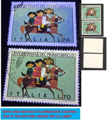 ITALY-2 USED STAMPS, 70 L-ERROR-WITH AND WITHOUT FLUORESCENCE-Mi.No. 1516-1975. - Image 1 of 4