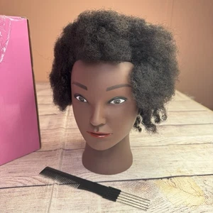 Afro Schaufensterpuppe Kopf mit 100% Echthaar versaut lockig 9" lang für Styling Training - Bild 1 von 5