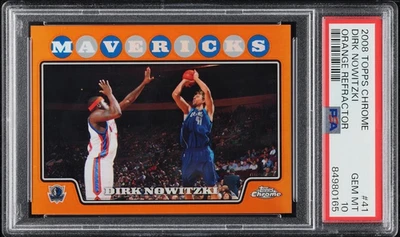 2008 Topps Chrome - Dirk Nowitzki HOF #41 Orange Refractor /499 PSA 10 GEM MINT - Image 1 of 2