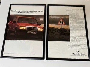 Revista Mercedes Benz 190 1984 W201 original enmarcada anuncio hombre arte de pared cueva - Imagen 1 de 3