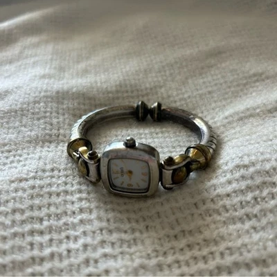 Chicos Square Face Dial Bracelet Watch Silver Tone Gold Tone Accents Women - Image 1 of 4