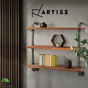 Artiss Display Wall Shelves Industrial DIY Pipe Shelf Brackets Rustic Bookshelf - Picture 1 of 12