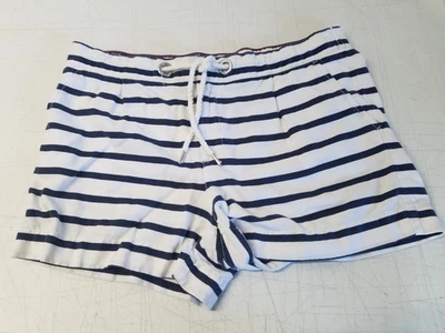 Женские полосатые шорты Tommy Hilfiger размер 14 синий белый льняной шнурок ремень 3477 - Изображение 1 из 4