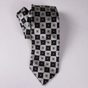 Seidenkrawatte schwarz silber geometrisches Muster Herrenkrawatte moderner Stil " - Bild 1 von 5