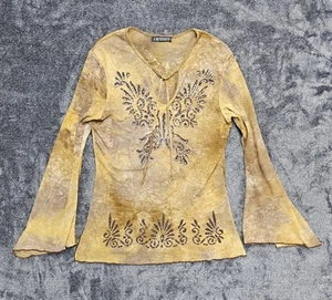 Vintage Bell Sleeve Whimsigoth Fairycore Y2K Top Semi Sheer Small Mesh L.A. Move - Picture 1 of 13