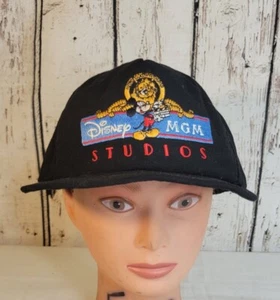 Vtg Black 1980's Disney MGM Studios Hat Cap Mickey Mouse Embroidered Made USA - Picture 1 of 9