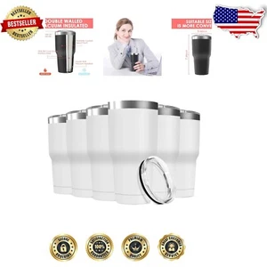 BPA Free 30oz Stainless Steel Travel Mug 6 Pack - Durable and Sweat-Free Design - Picture 1 of 8