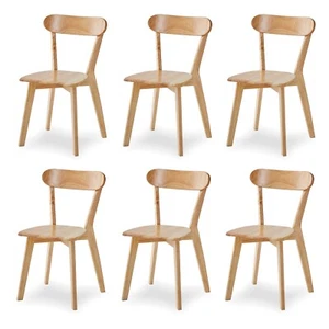 6pcs Solid Wood Dining Chairs Practical Kitchen Chair Curved Backrest Diningroom - Picture 1 of 16