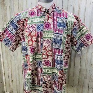 The Arrow Company 1851 Multi Color Flowers Short Sleeve Button Front Shirt Sz L - Picture 1 of 8