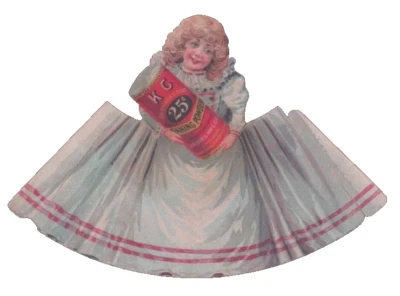 Muñeca de papel de pie en polvo para hornear victoriana Trade Card K C Foto 1 de 4