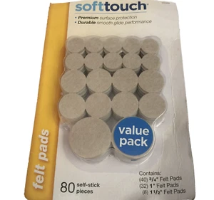 80PC SOFTTOUCH FELT PAD SELF STICK BEIGE ROUND PREMIUM DURABLE 3/4" 1" 1-1/2" - Picture 1 of 9