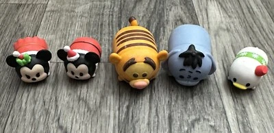 Disney Tsum Tsum Vinyl Figures Lot of 5 Eeyore Tigger Christmas Mickey Donald - Image 1 of 4