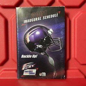 Calendario de bolsillo de fútbol americano Detroit Fury AFL temporada inaugural vintage 2001 - Imagen 1 de 2