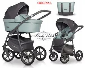 RIKO BASIC PASTEL BABY PRAM 3in1 2in1 CARRYCOT + PUSHCHAIR + CAR SEAT - Picture 1 of 37