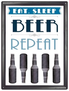 Letrero de pared de metal lata repetido cerveza para dormir este - Imagen 1 de 1