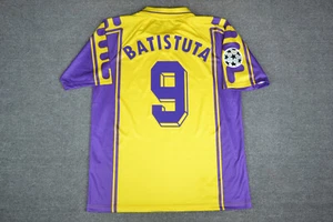 MAGLIA CALCIO RETRO BATISTUTA 9 FIORENTINA 3RD GIALLA CHAMPIONS STAGIONE 1999/00 - Foto 1 di 5