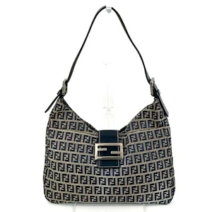 FENDI Zucca Zucchino Mamma Bucket Shoulder Bag Beige Leather Brown Authentic - Picture 1 of 24