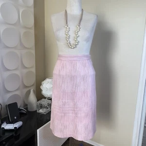 - Misook Stretchy Knit Pencil Skirt Pink Cream White Barbie Core SMALL - Picture 1 of 8