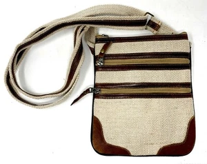 100% Hemp/Leather Sidebag Bag: side bag backpack case purse shoulder crossbody - Picture 1 of 2
