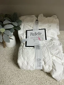 PiuBelle Portugal Queen Frayed Ruffle White Diamond Coverlet Shabby Chic NEW - Picture 1 of 7