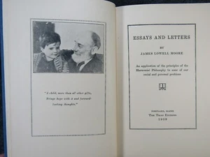 ESSAYS AND LETTERS By James Lowell Moore 1939 Signed By Wife Jane HC - Picture 1 of 11