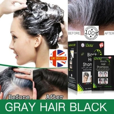 GENUINE DEXE Black Hair Shampoo 5 min Instant Dye Long Lasting Hair Darkening UK
