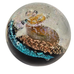 Janet Wolery 1994 Dichroic Iridescent Glass Paperweight 3.25" W 3.5" H 2 Lbs! - Picture 1 of 8