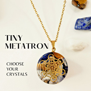 TINY METATRON Custom Orgone Sacred Geometry. Protection Pendant +50 crystals.