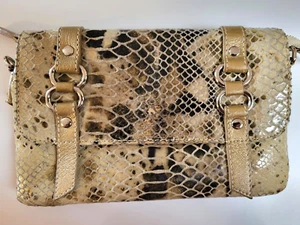 Chez Fine Leather Goods By Cheryl Silver Faux Snake Crossbody Organizer Bag S - Picture 1 of 22