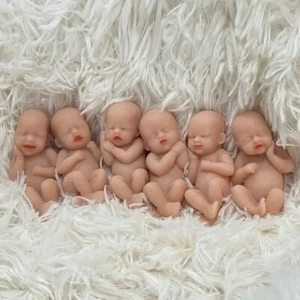 6PCS /set 3in Silicone Reborn Baby Dolls Soft Body Realistic Mini Toys Gift - Picture 1 of 7