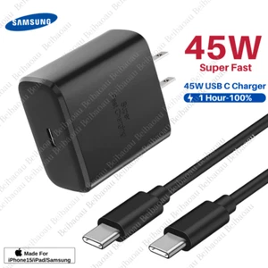 45W Super Fast Charger Type USB C Block Cable For iPhone 15 Plus Pro Max Samsung - Picture 1 of 11