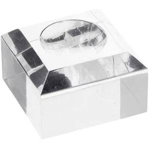 Plymor Clear Acrylic Square Base w/ 0.875" Indented Circle for Sphere, 1.5" x 1" - Picture 1 of 2