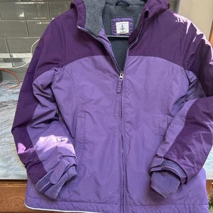 Land's End Girls Youth Hooded Squall Jacket Fleece Lined Size Medium Purple - Picture 1 of 9