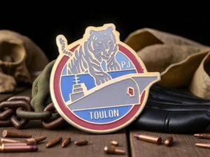 pin's émaillé PJ police judiciaire de Toulon - insigne tigre porte-avions - Photo 1/3