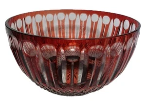 Stunning Large 12" Antique Saladier Saint Louis Crystal ruby Punch Bowl - Picture 1 of 5