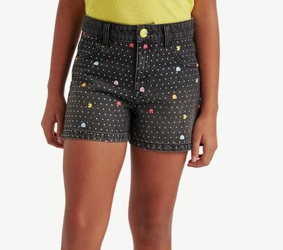 Pantalones Cortos Vaqueros Justice Girl’s Pac-Man Denim Talla 10 (M) Años 80 Adornados Deslumbrados Foto 1 de 4