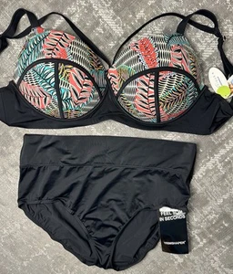 NWT Plus Size Boutique Cage Strap Swimsuit Top Sz 3X Top 18W Bikini Bottom NEW! - Picture 1 of 10