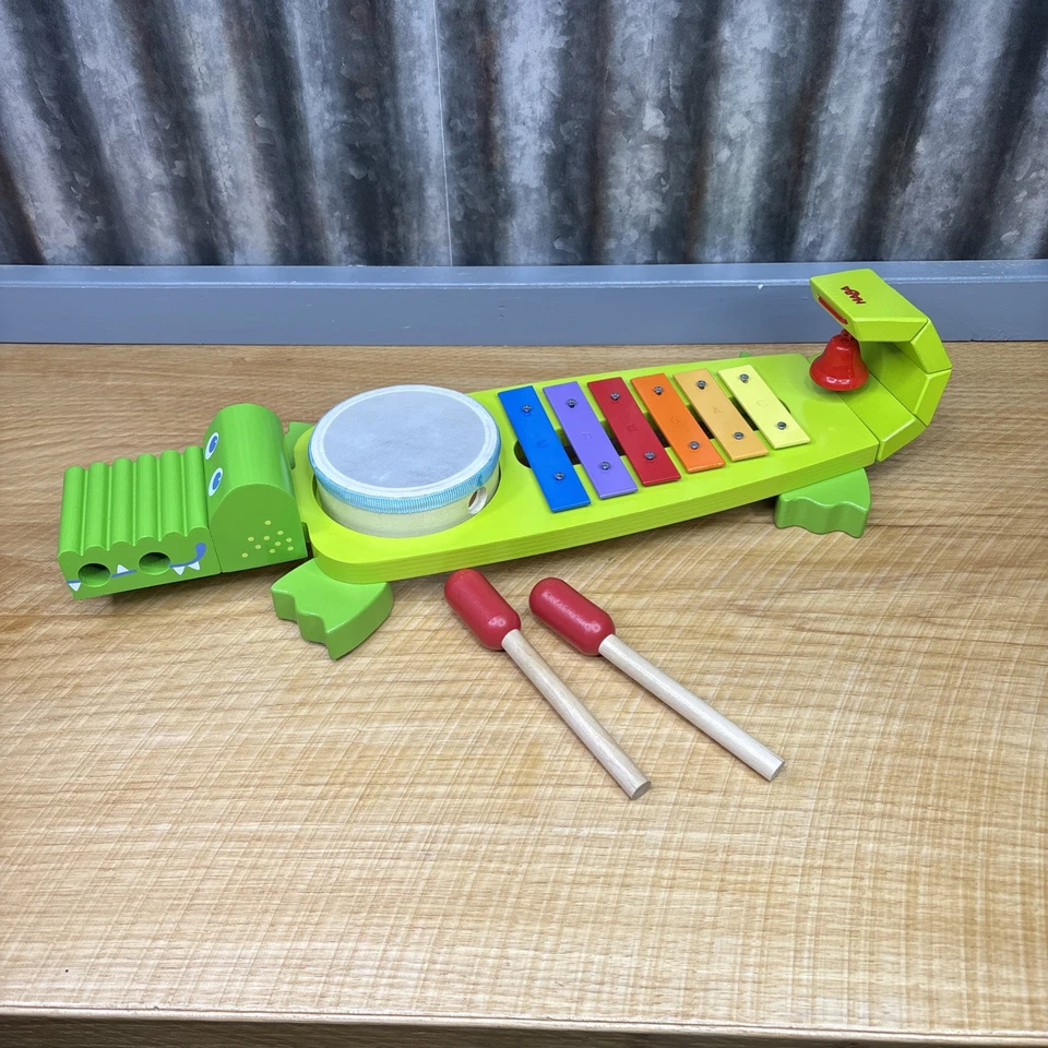 HABA Symphony Croc Music Band Educational Instrument Wooden Toy Xylophone Drum - Image 1 of 4