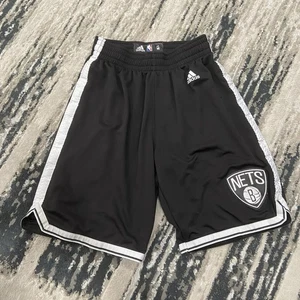 Brooklyn Nets 2014 NBA Adidas Basketball Shorts schwarz bestickt Herren Größe M - Bild 1 von 5
