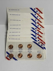 Juego de 7 centavos Lincoln 1982 sellados con un tarjetero BU lote sin circular - Imagen 1 de 9