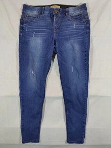 Pantalones de mezclilla para mujer Democracy 14 ajustados tobillo ab tecnología azul desgastado - Imagen 1 de 11