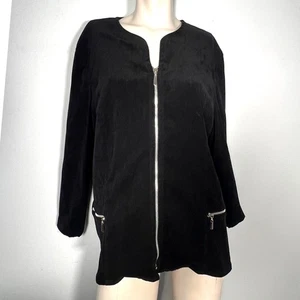 Jessica Howard Woman Black Zip Front Jacket Pockets 16 Old Money Gothic Layering - Picture 1 of 7