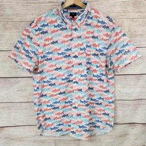 J.CREW Shirt XL Slim Fit Trout Fish Print Novelty Short Sleeve - Picture 1 of 10