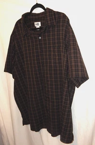 HB Button Down Hemd Herren Gr. 2XL braun schwarz kariert Kurzarm Freizeit Outdoor - Bild 1 von 3
