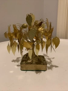 Vintage Mini 5" Blattgold Metall Draht Skulptur Traum Baum Mid Century - Bild 1 von 8
