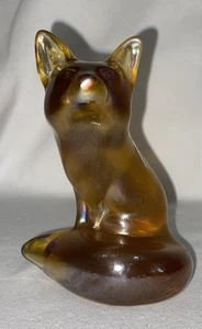 Fenton Fuchs Figur irisierendes Glas 4,75" Original Etikett - Bild 1 von 6